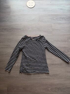 Boden Navy and White Striped Long-Sleeve Top